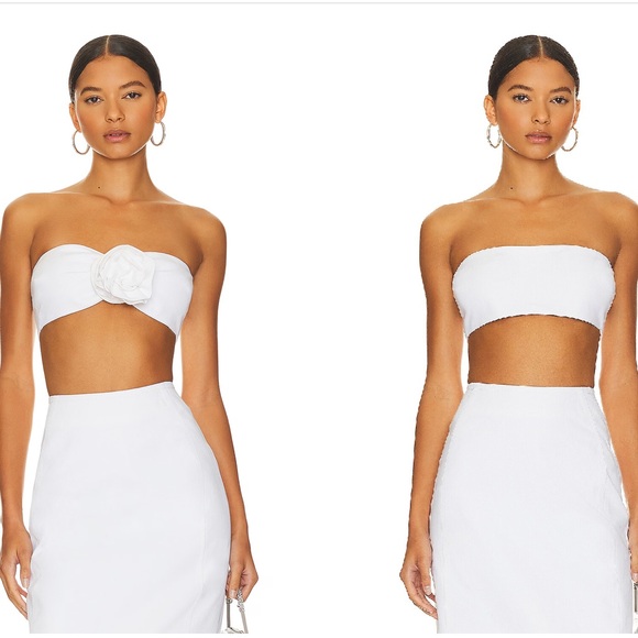 larmarque Tops - Lamarque Dina Flower removeable rosette Crop Top Ivory White 100% SZ med NWT